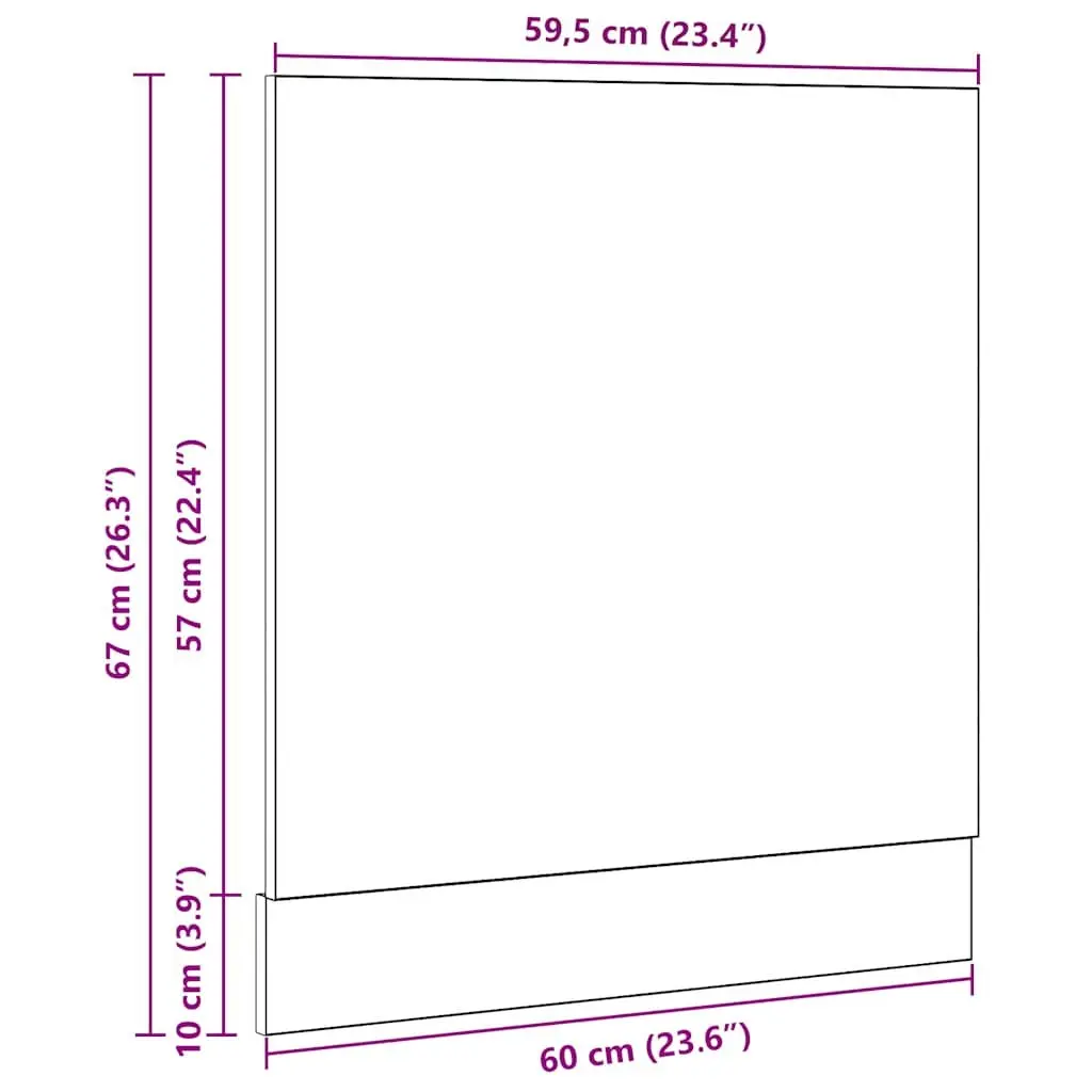 60cm Black Oak Dishwasher Panel for Kitchen Cabinet
