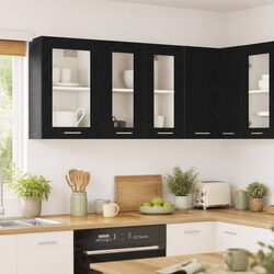 Engineered Wood Hanging Kitchen Cabinet in Black Oak