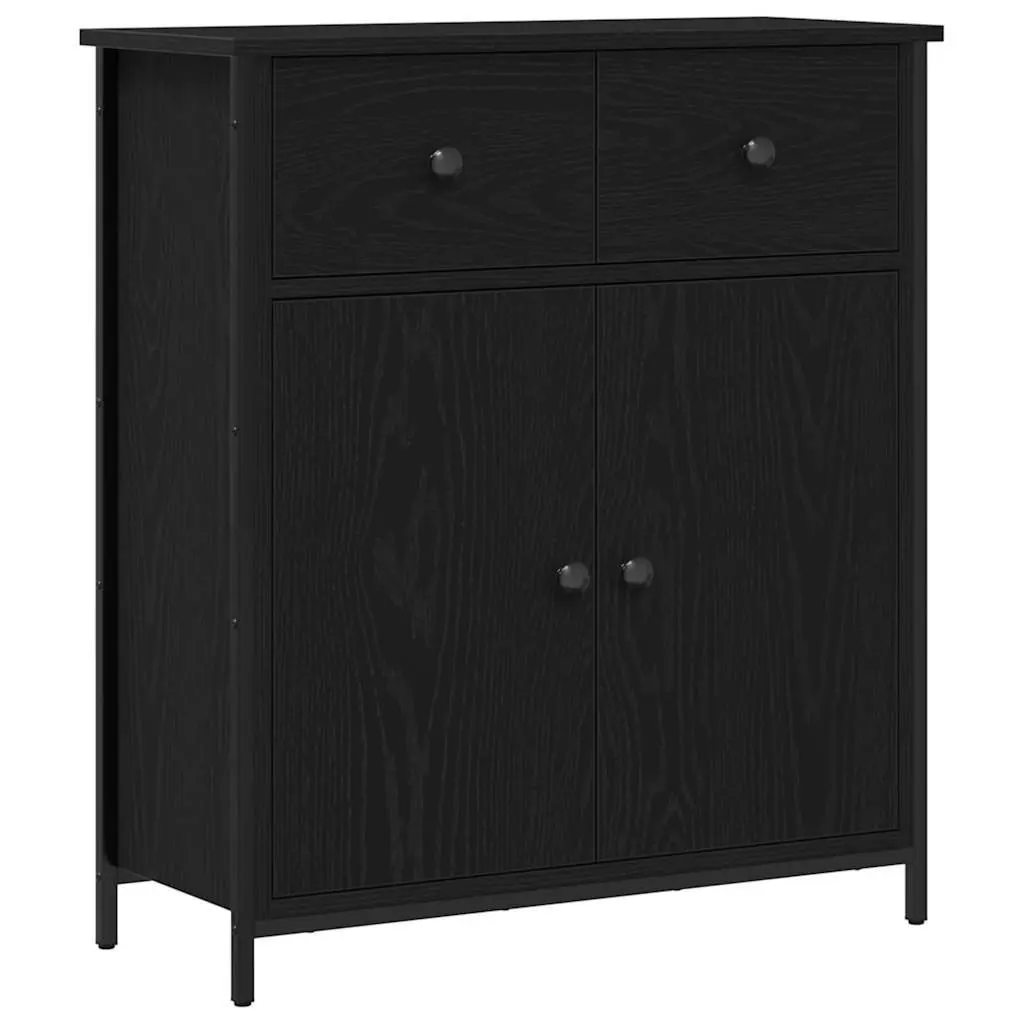 Sideboard with Drawer Black 70 x 30 x 80 cm Storage Cabinet Living Room Dining