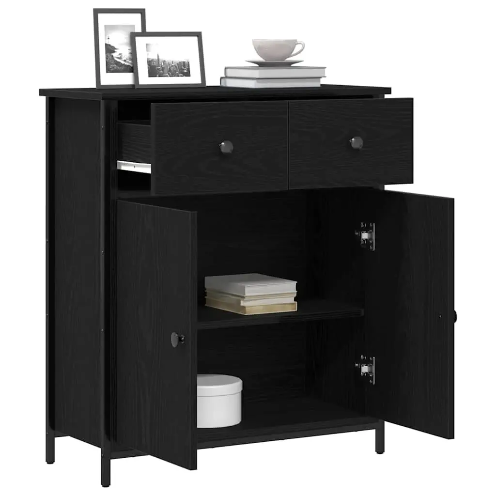Sideboard with Drawer Black 70 x 30 x 80 cm Storage Cabinet Living Room Dining