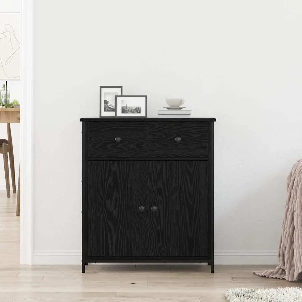 Sideboard with Drawer Black 70 x 30 x 80 cm Storage Cabinet Living Room Dining