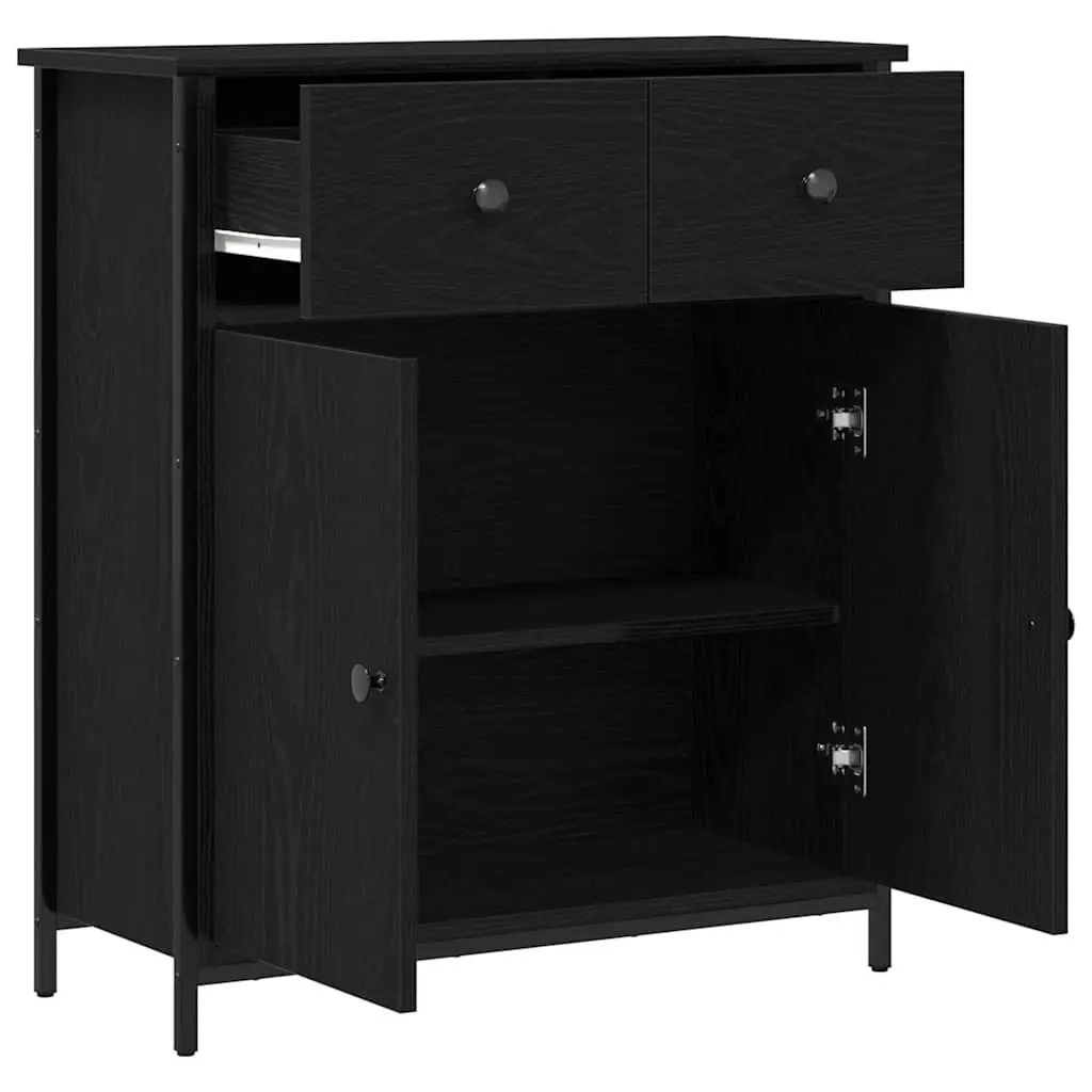 Sideboard with Drawer Black 70 x 30 x 80 cm Storage Cabinet Living Room Dining