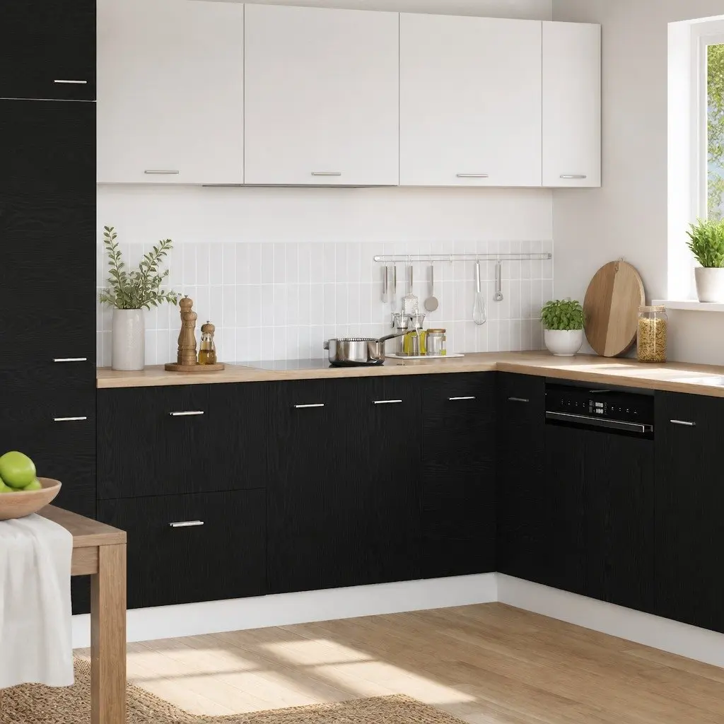 Black Oak Engineered Wood Kitchen Storage Cabinet