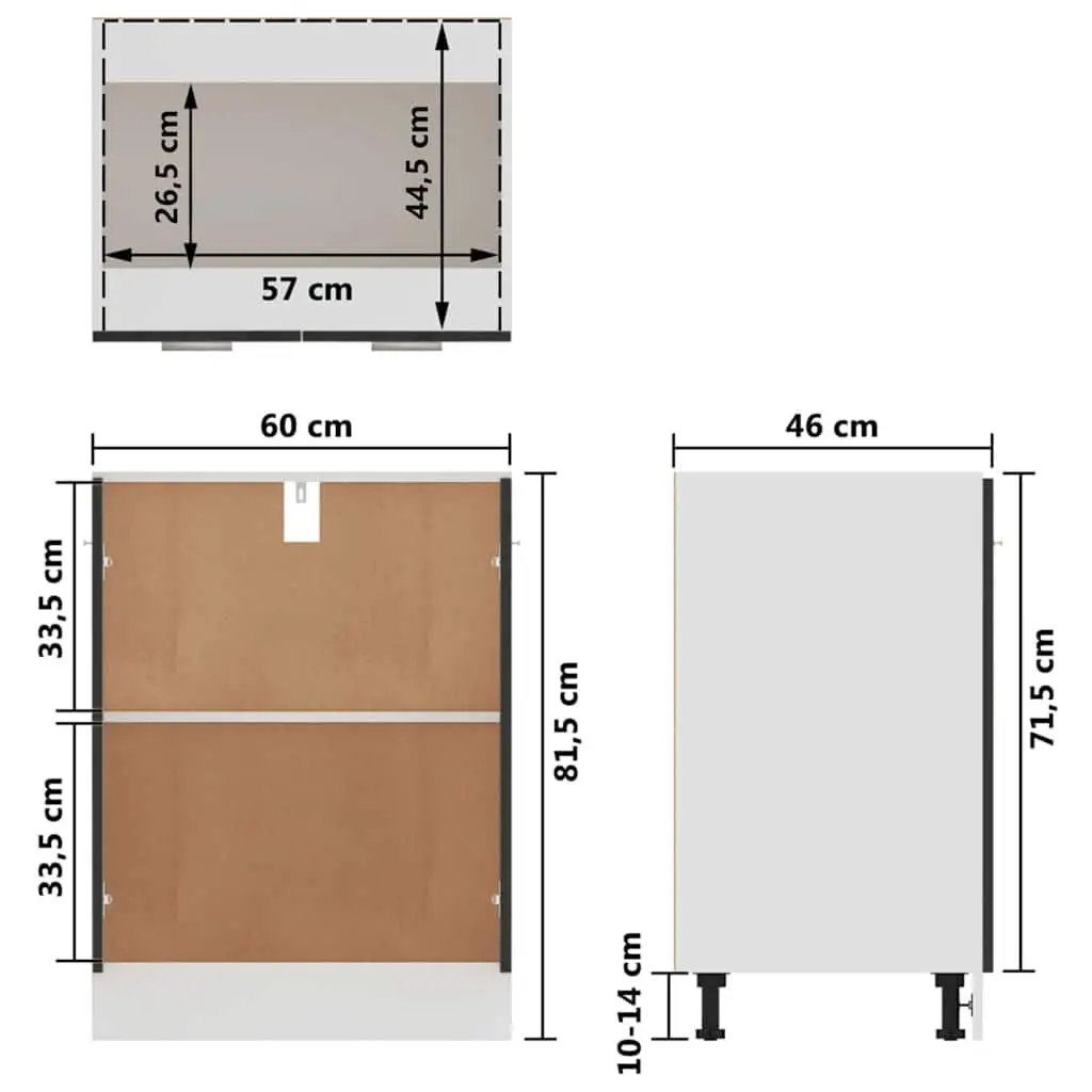 Black Oak Engineered Wood Kitchen Storage Cabinet