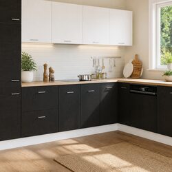 Durable Black Oak Sink Bottom Cabinet for Kitchen Storage