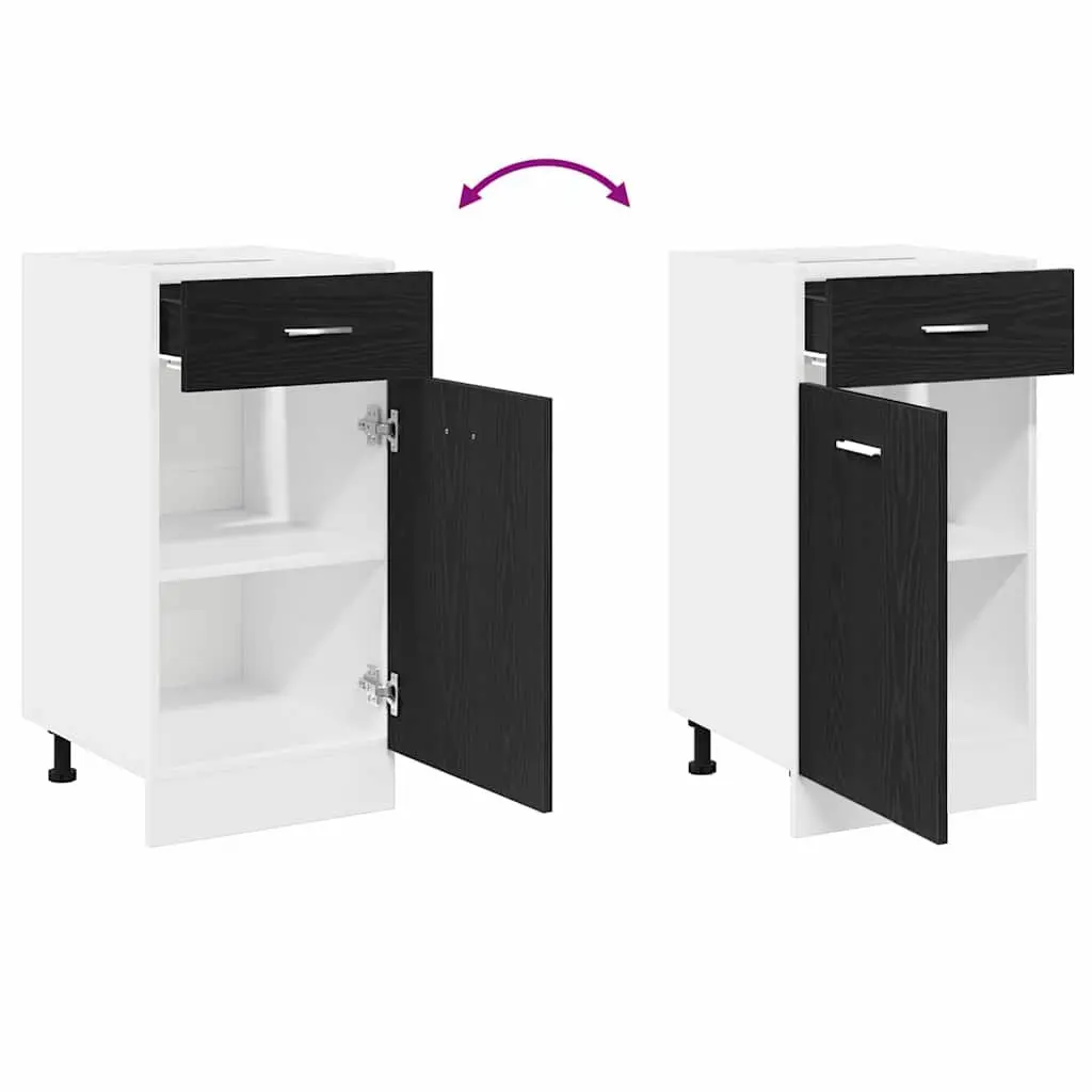 Hanging Kitchen Cabinet Black Oak 40x46x81.5cm Modern Storage Engineered Wood