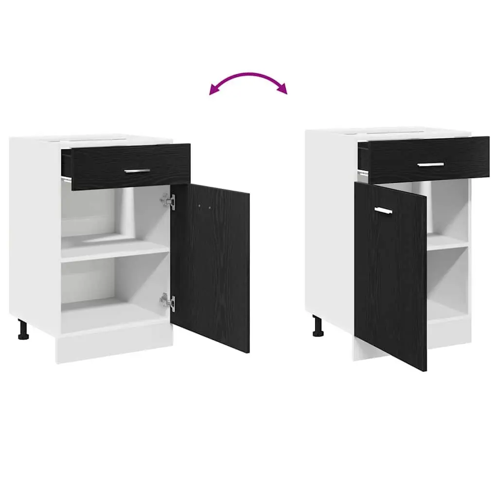 Hanging Kitchen Cabinet Engineered Wood Black Oak 50 x 46 x 81.5 cm