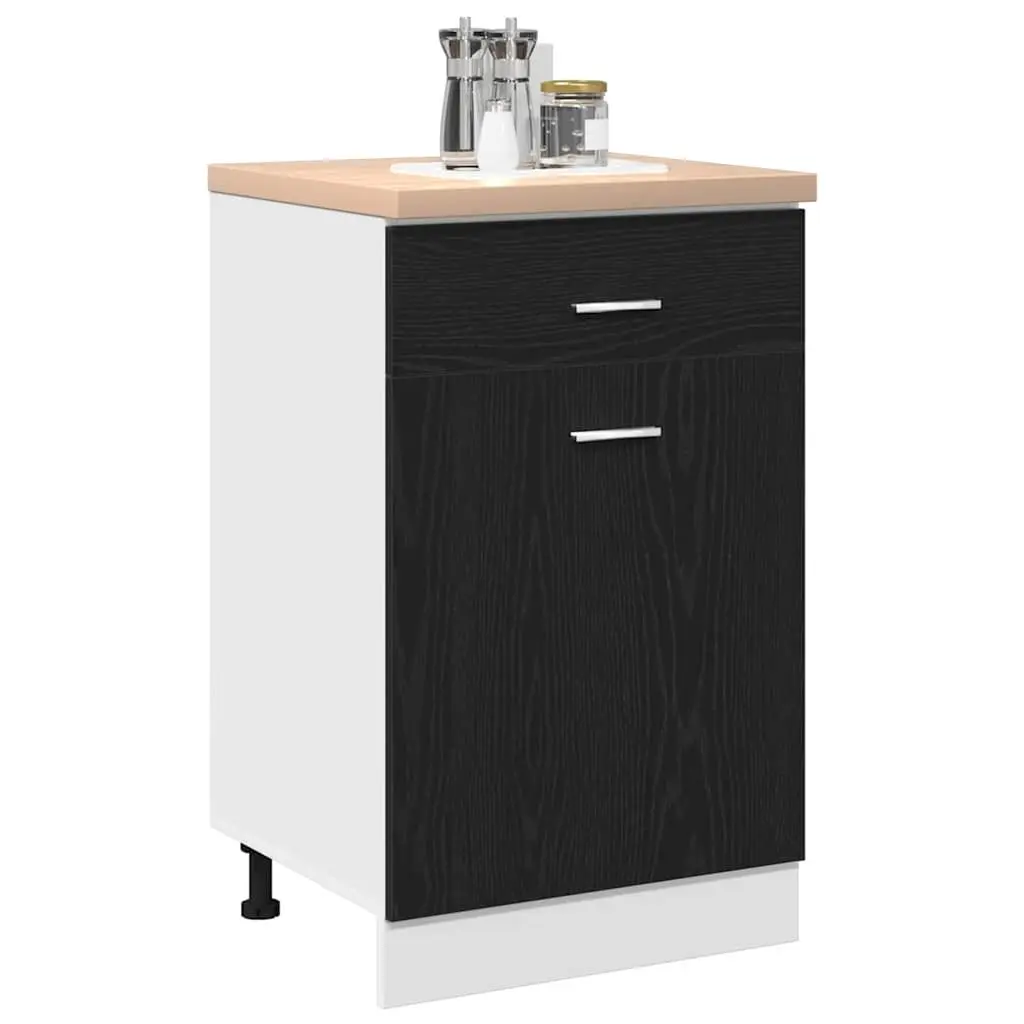 Hanging Kitchen Cabinet Engineered Wood Black Oak 50 x 46 x 81.5 cm
