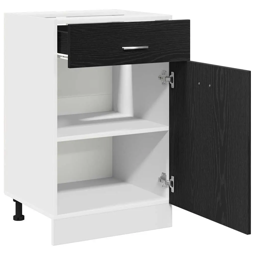 Hanging Kitchen Cabinet Engineered Wood Black Oak 50 x 46 x 81.5 cm