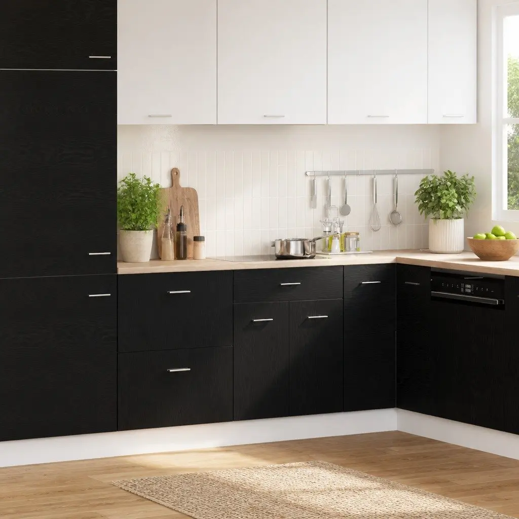 Black Oak Hanging Kitchen Cabinet for Storage