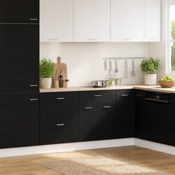 Stylish Black Oak Hanging Kitchen Cabinet for Storage