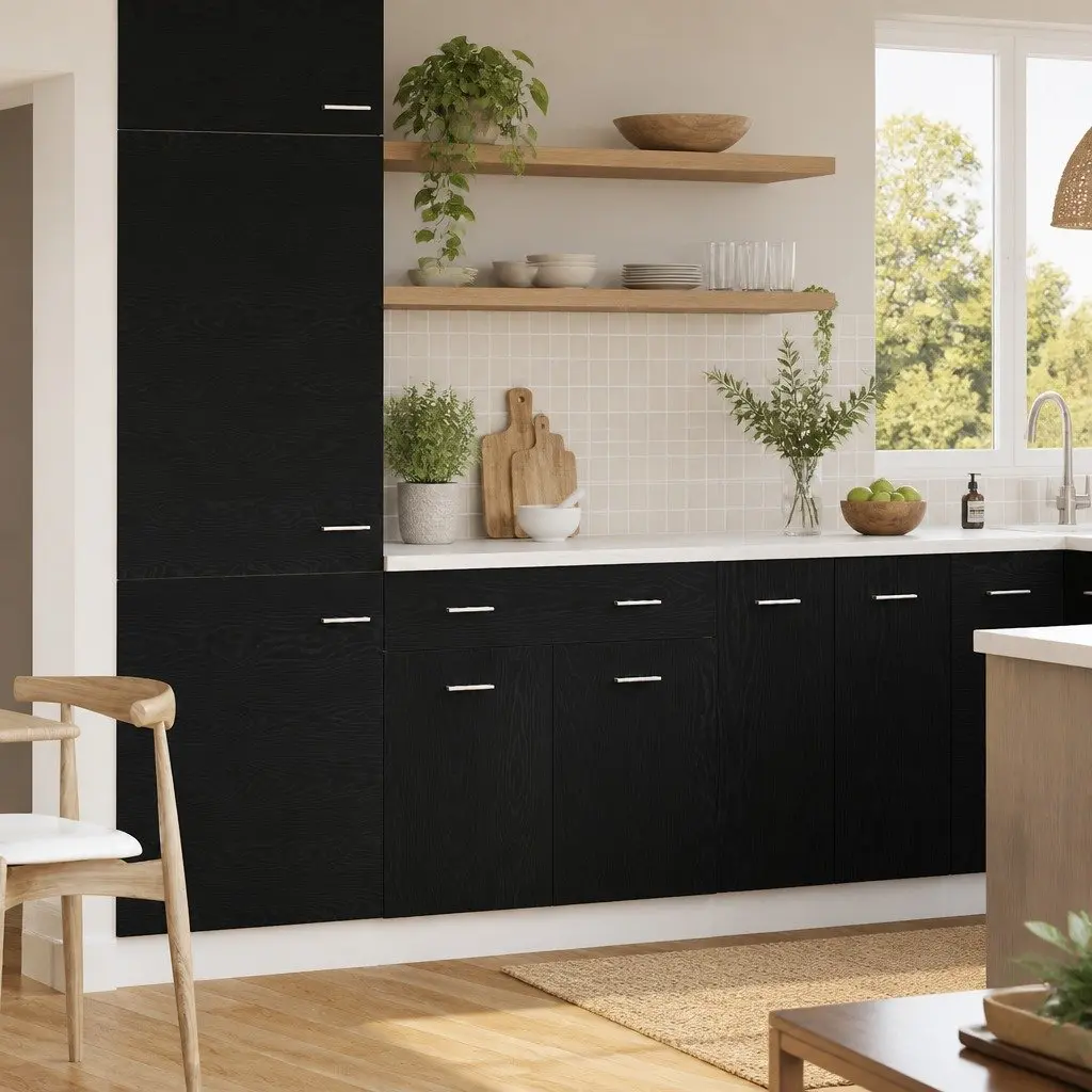 Hanging Cabinet Black Oak Modern Kitchen Storage 80 x 31 x 81.5 cm Engineered