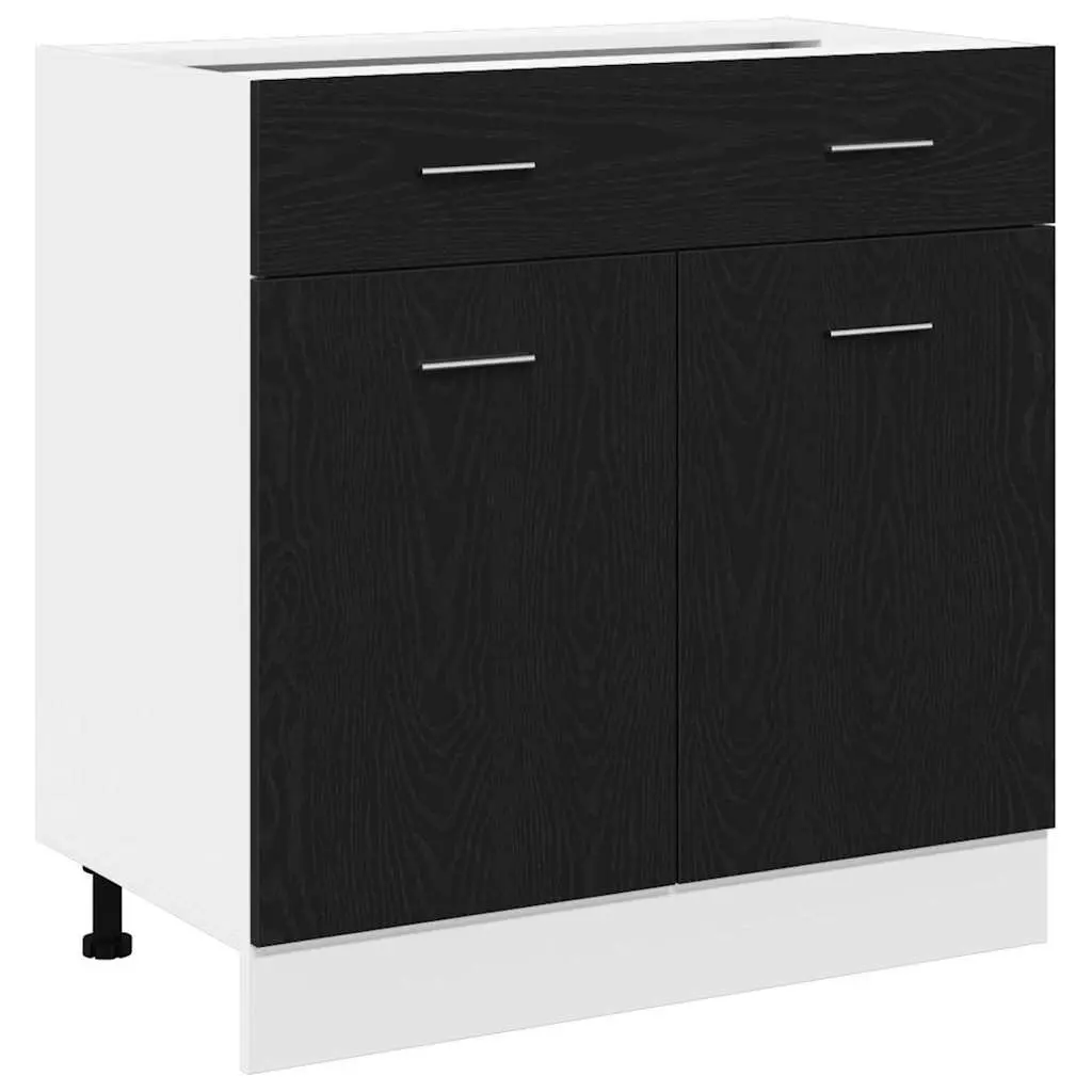 Hanging Cabinet Black Oak Modern Kitchen Storage 80 x 31 x 81.5 cm Engineered