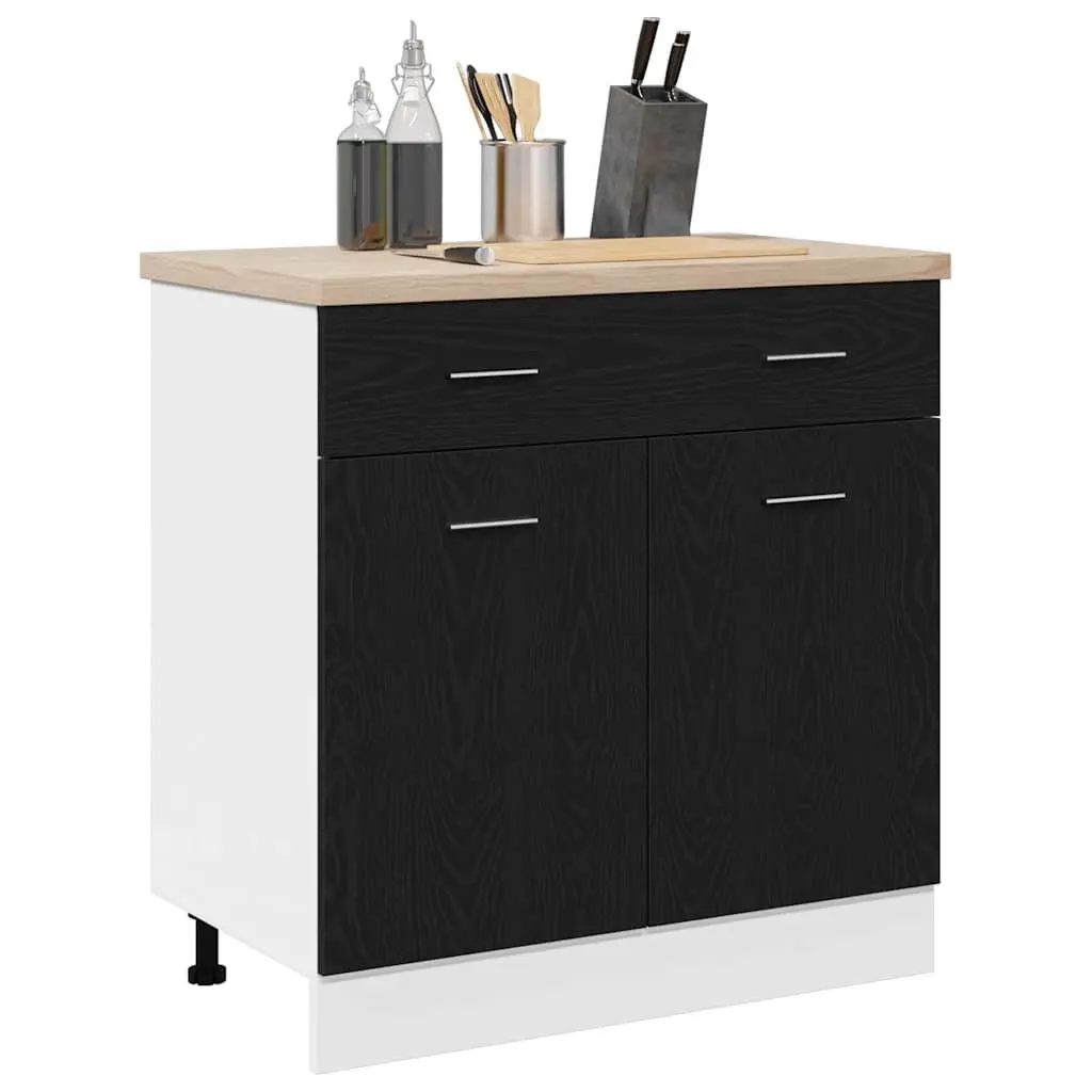 Hanging Cabinet Black Oak Modern Kitchen Storage 80 x 31 x 81.5 cm Engineered