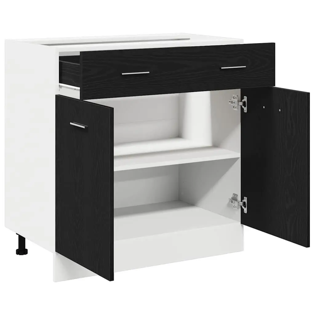 Hanging Cabinet Black Oak Modern Kitchen Storage 80 x 31 x 81.5 cm Engineered