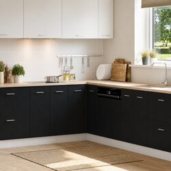 Stylish Black Oak Hanging Kitchen Cabinet for Storage