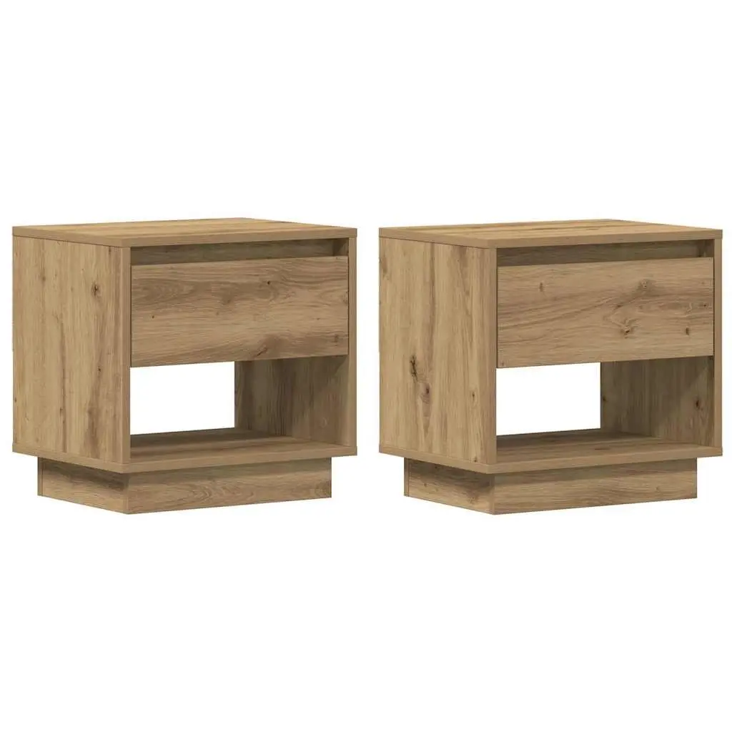 Bedside Table Engineered Wood 45 x 34 x 44 cm Brown Rustic 2 pcs