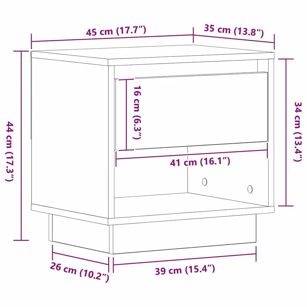 Bedside Table Engineered Wood 45 x 34 x 44 cm Brown Rustic 2 pcs