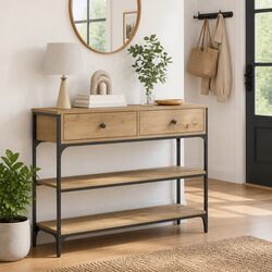 Stylish Console Table with Steel Frame and Storage