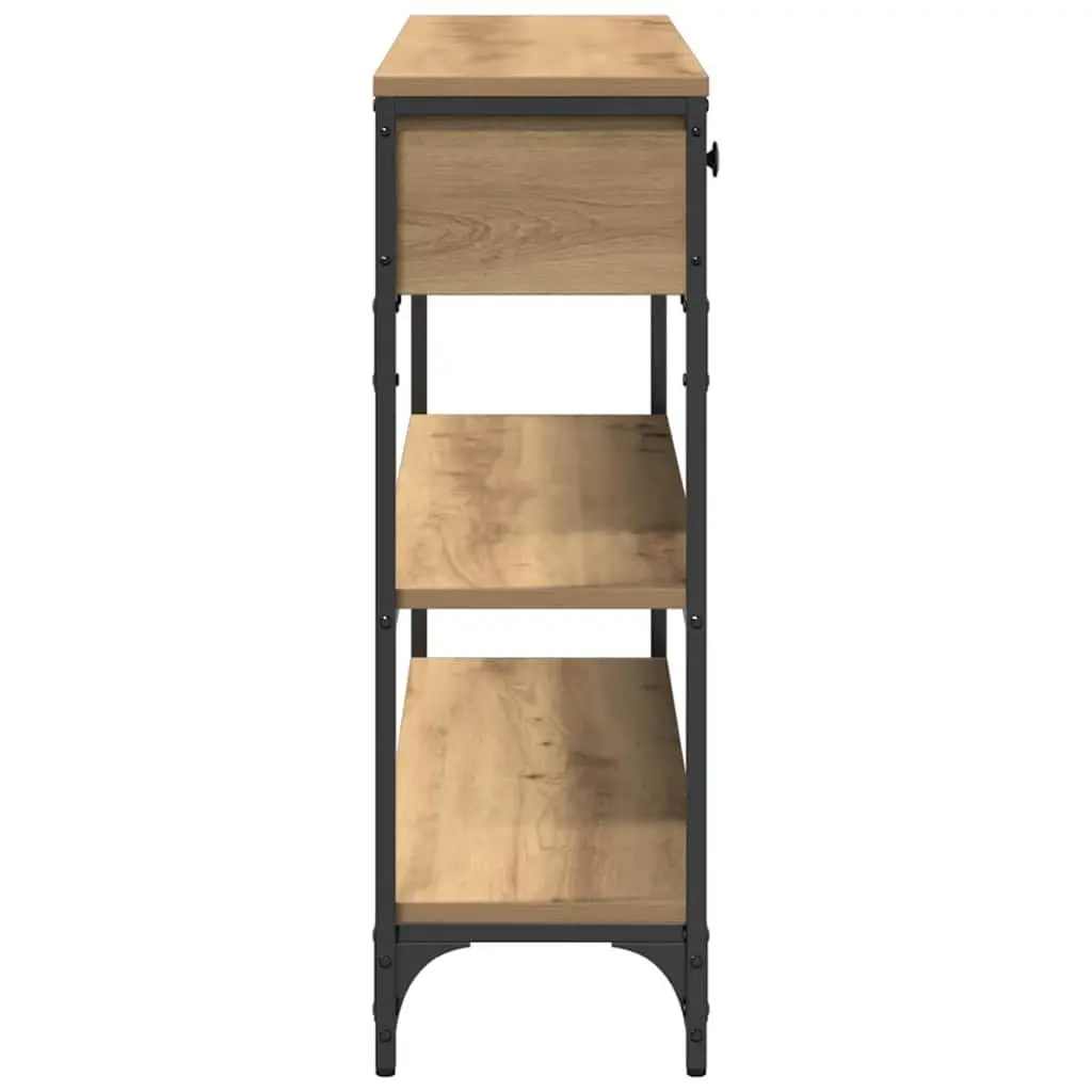 Console Table Engineered Wood Steel Frame Brown