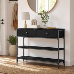 Industrial Style Console Table with Engineered Wood and Steel