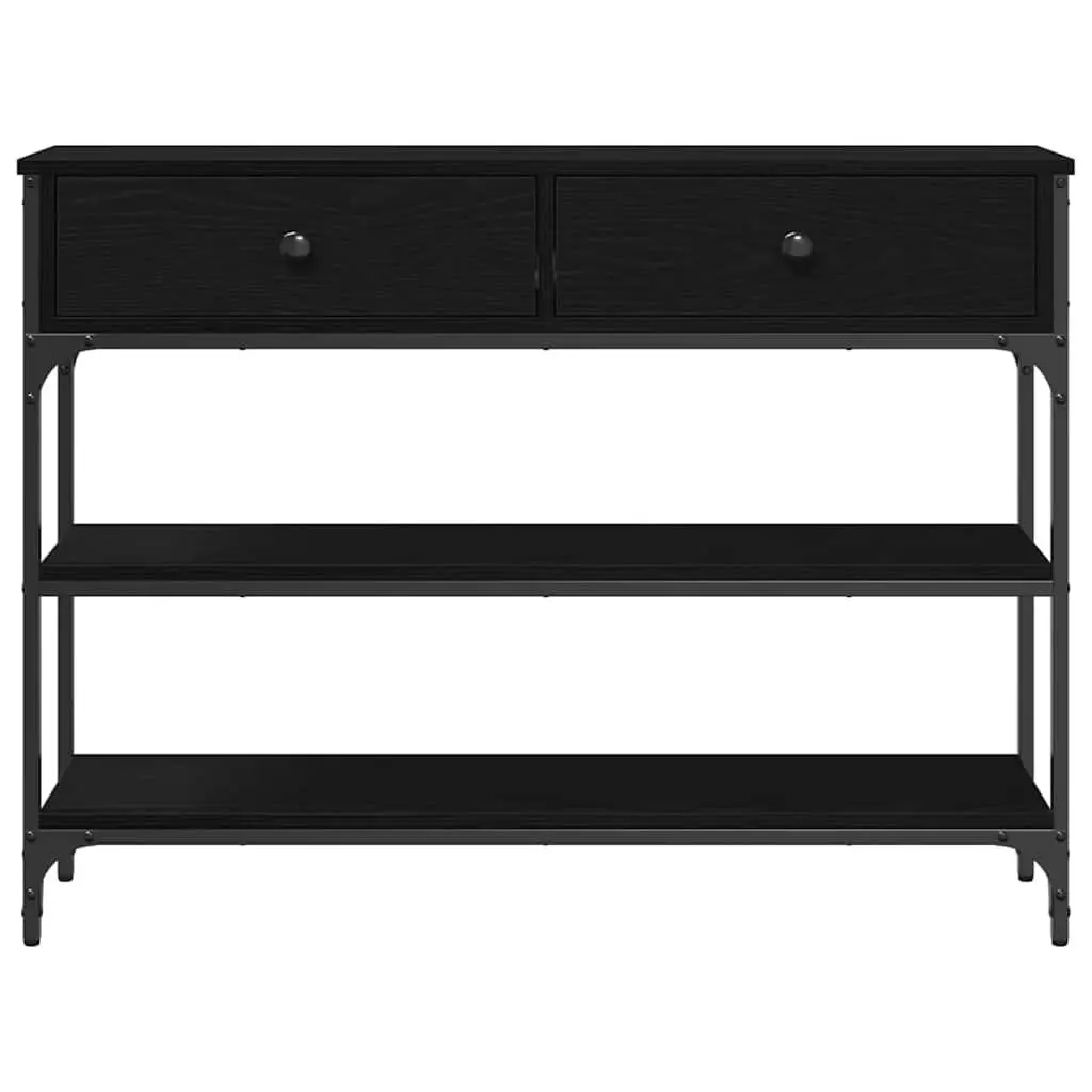 Console Table Engineered Wood Steel Frame Black