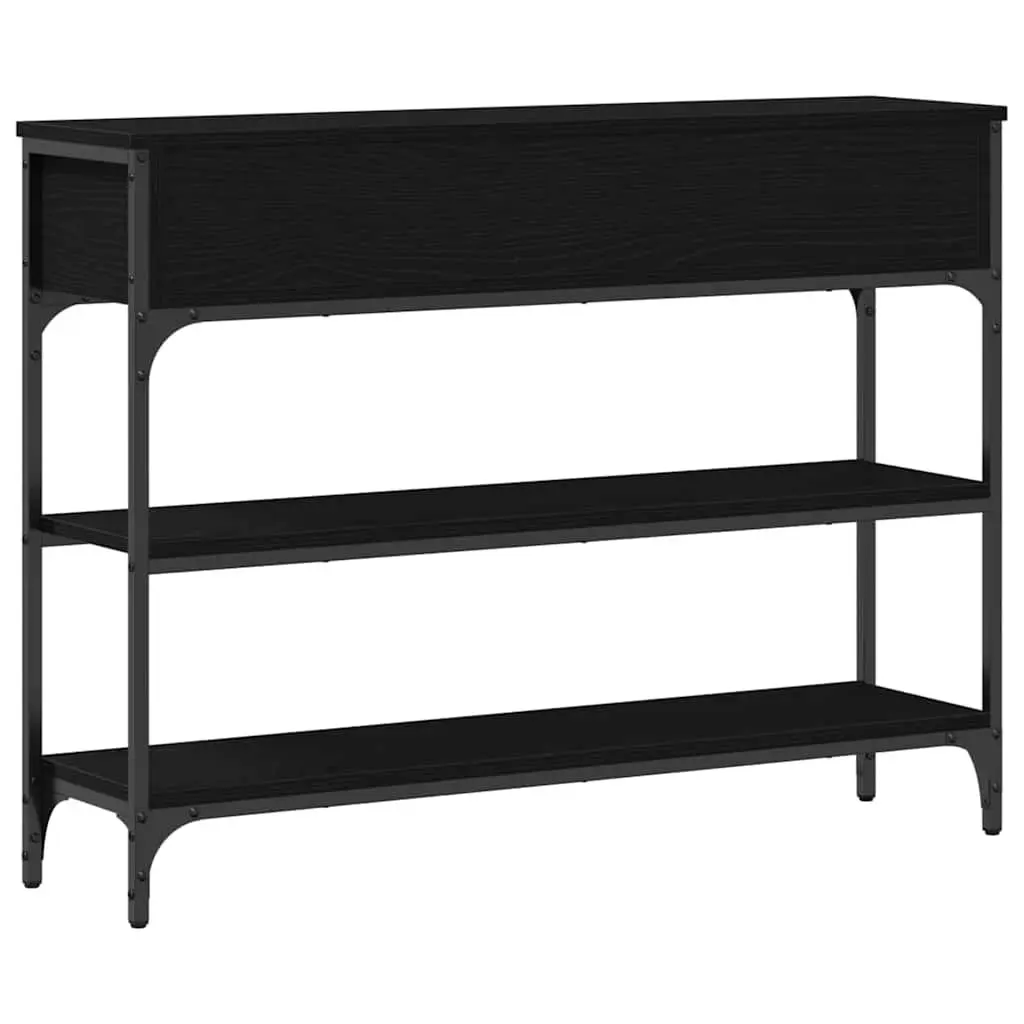 Console Table Engineered Wood Steel Frame Black