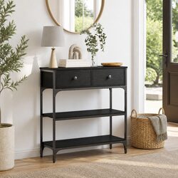 Industrial Style Console Table with Steel Frame