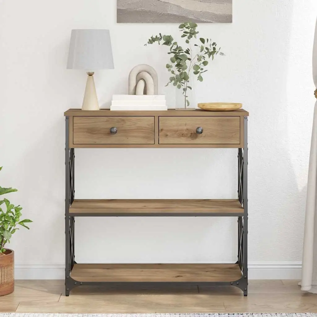 Rustic Wooden End Table Console Storage Accent Side Table Living Room Bedroom