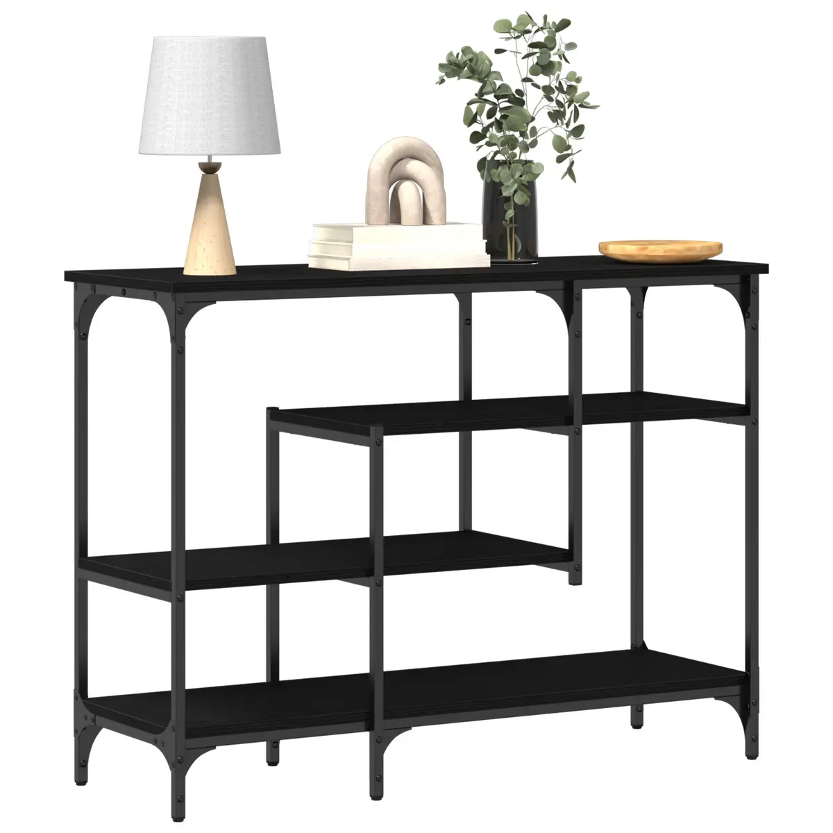 Console Table Engineered Wood and Metal Frame 100x35x75cm Black