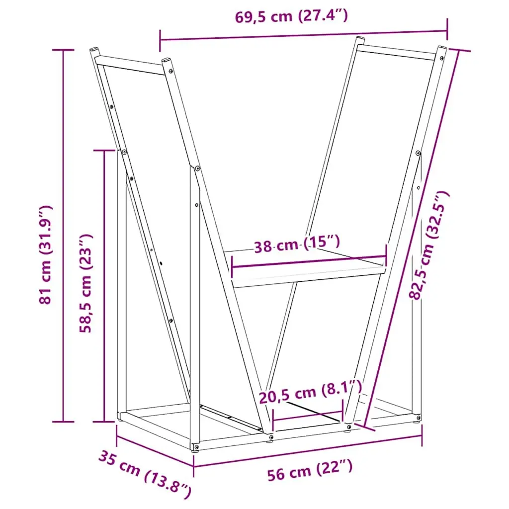 Firewood Rack Cold-rolled Steel Large Capacity Black