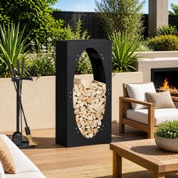 Sturdy Black Firewood Rack for Log Storage