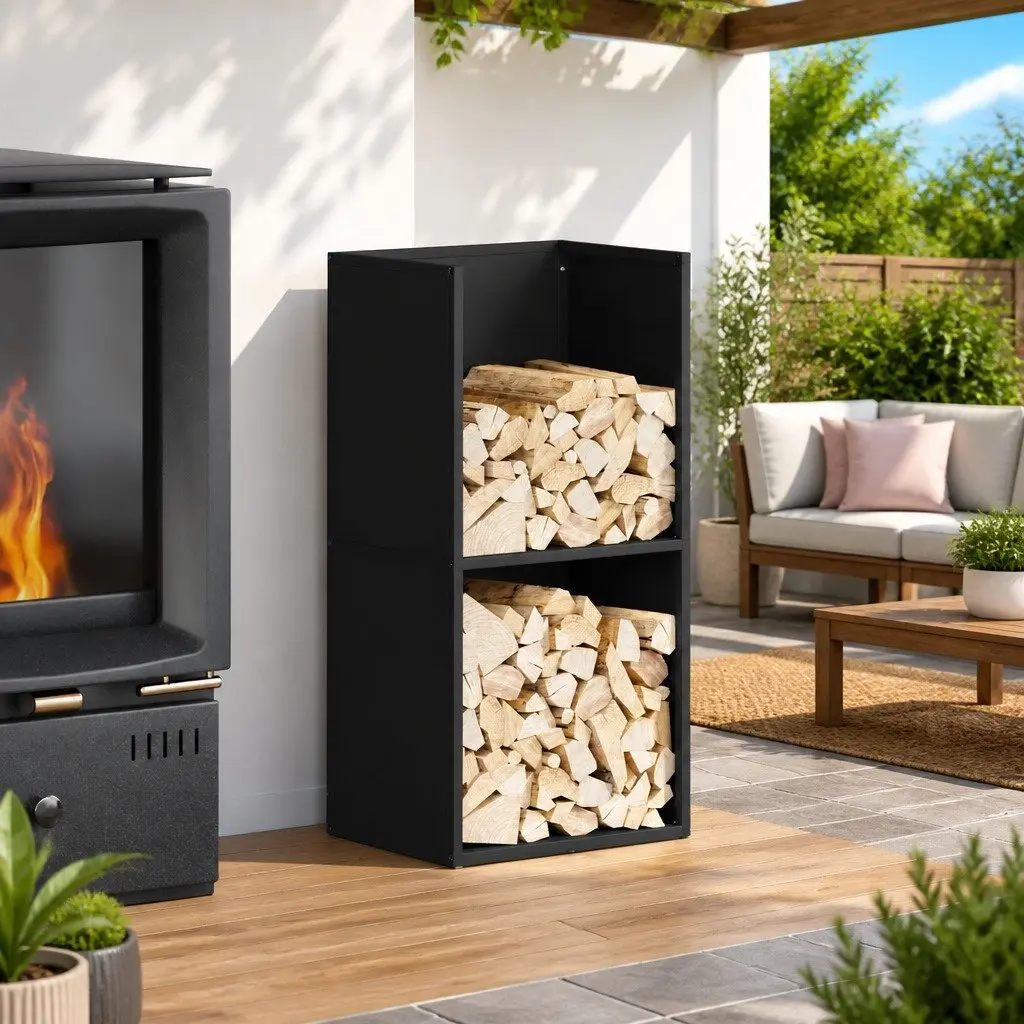 Firewood Rack Cold-rolled Steel 40x30x80 cm Black