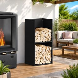 Durable Black Firewood Rack 40x30x80 cm for Log Storage