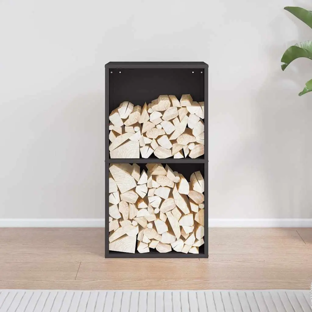 Black Firewood Rack for Log Storage 40x30x75cm