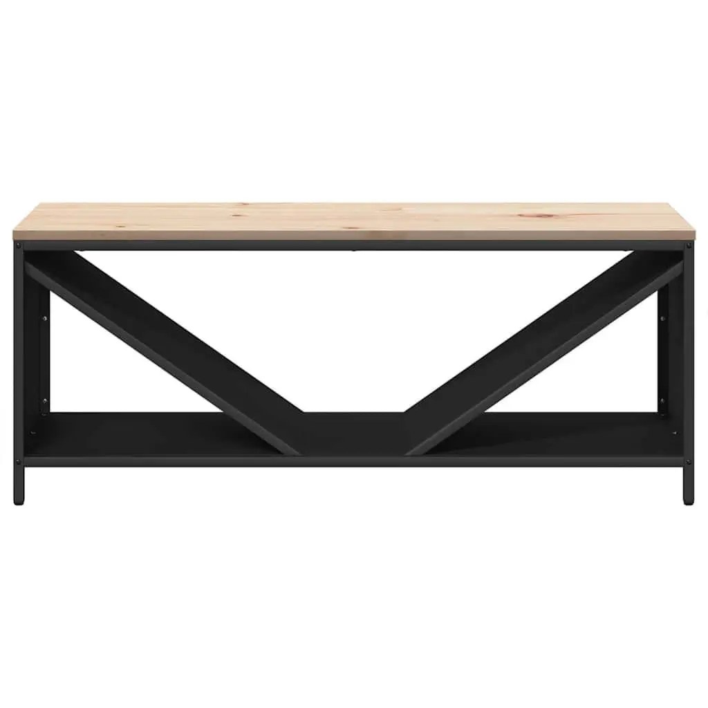 Black Steel Firewood Rack with Wooden Top 100.5x35.5x40cm
