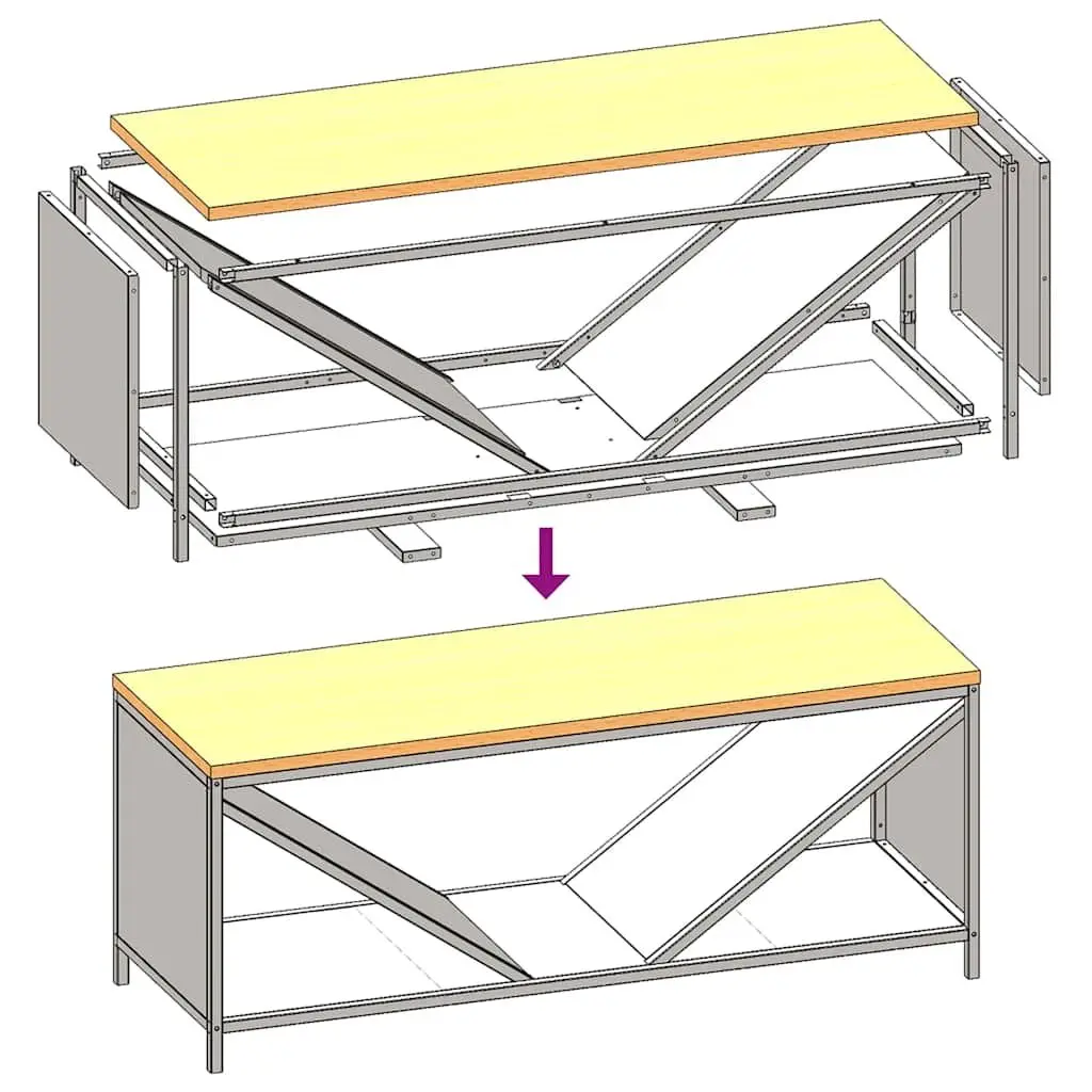 Black Steel Firewood Rack with Wooden Top 100.5x35.5x40cm