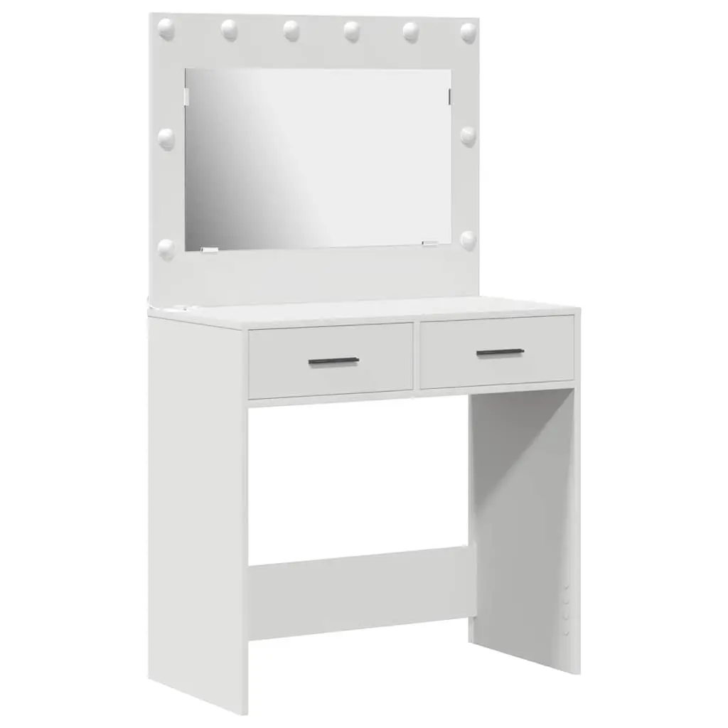 White Dressing Table with LED Mirror and Drawers
