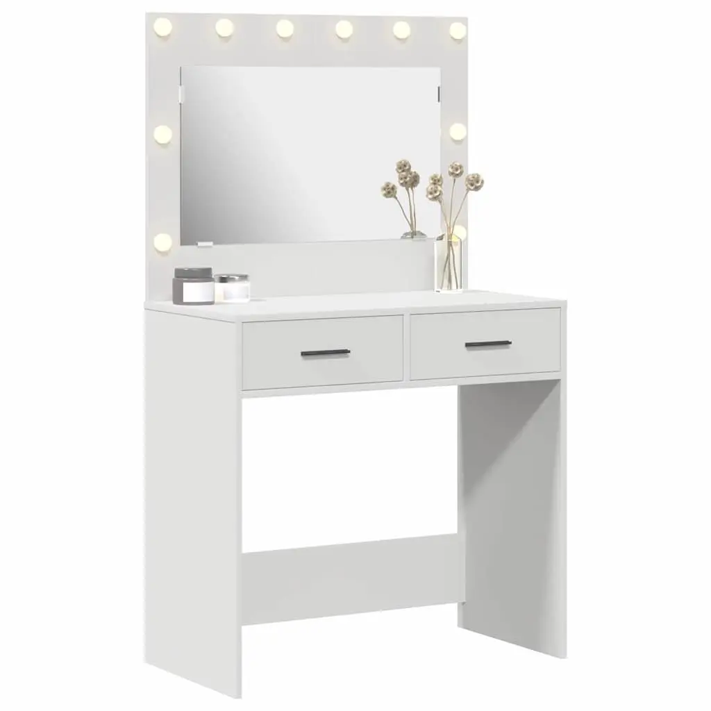 White Dressing Table with LED Mirror and Drawers