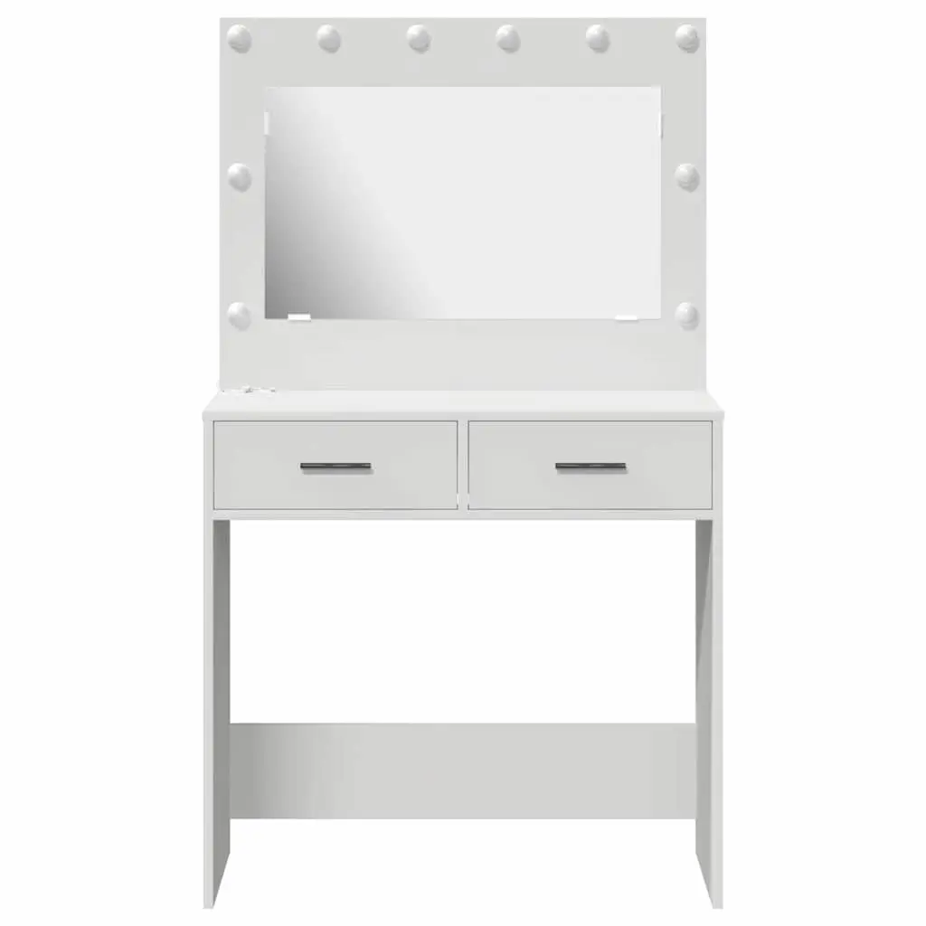 White Dressing Table with LED Mirror and Drawers