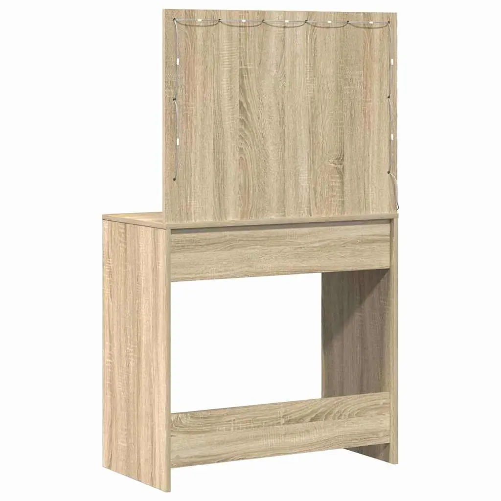 Brown Engineered Wood Dressing Table with LED Mirror