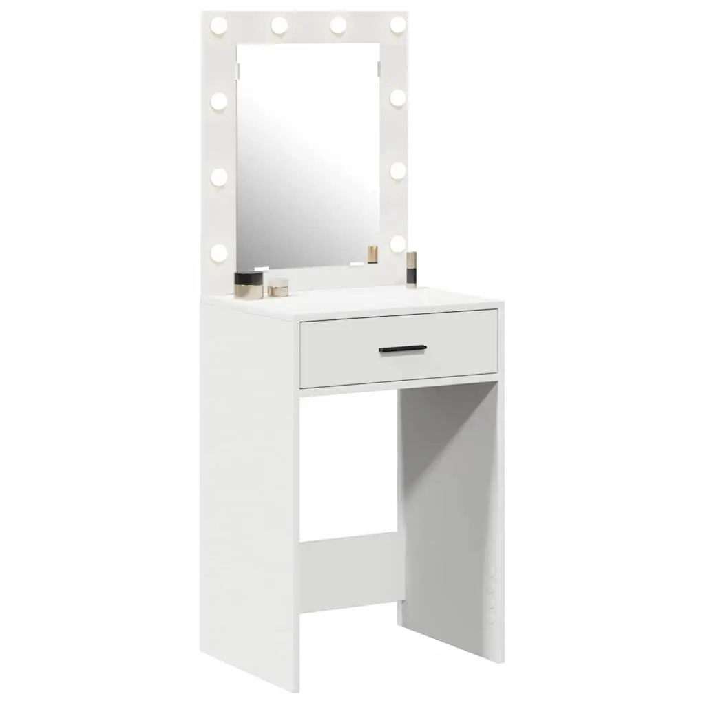 White Dressing Table with Mirror and LED Lights