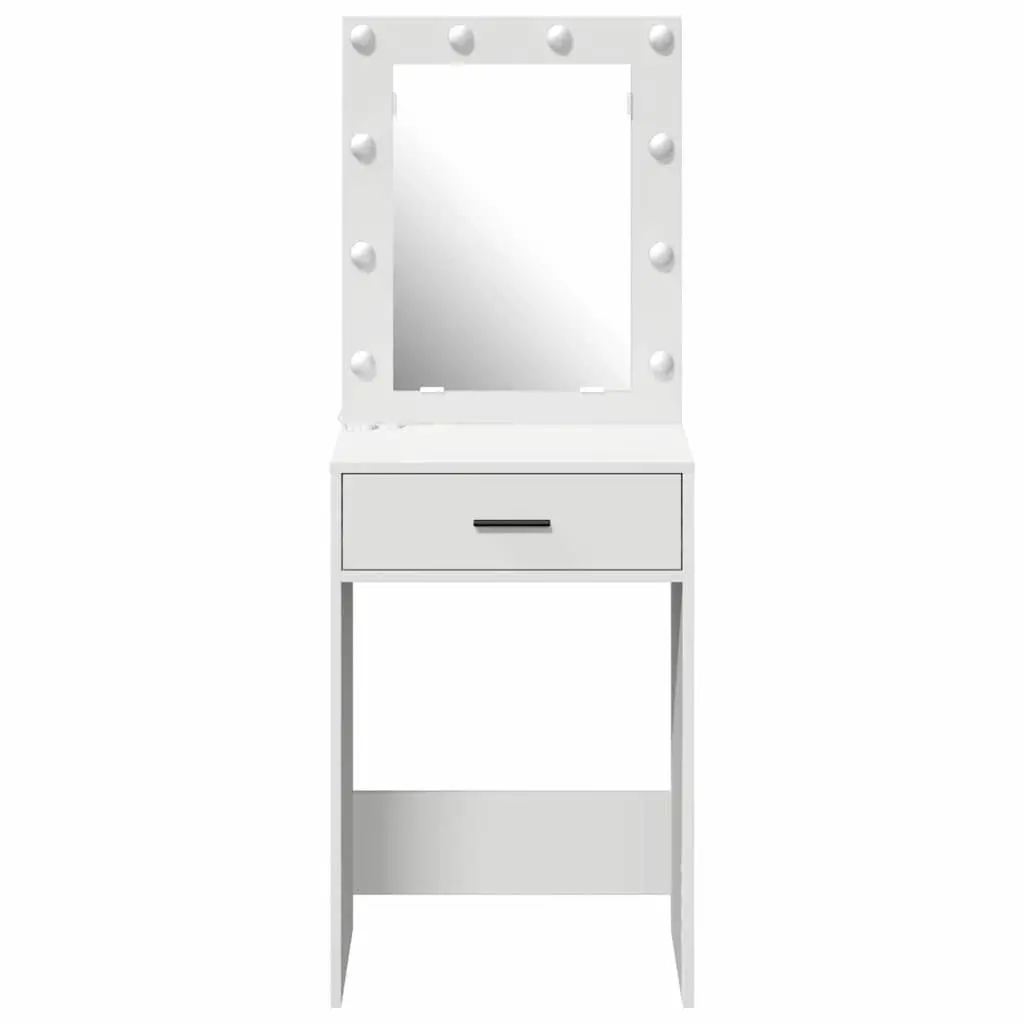 White Dressing Table with Mirror and LED Lights