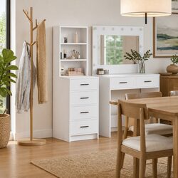 White Highboard Buffet Sideboard with Ample Storage