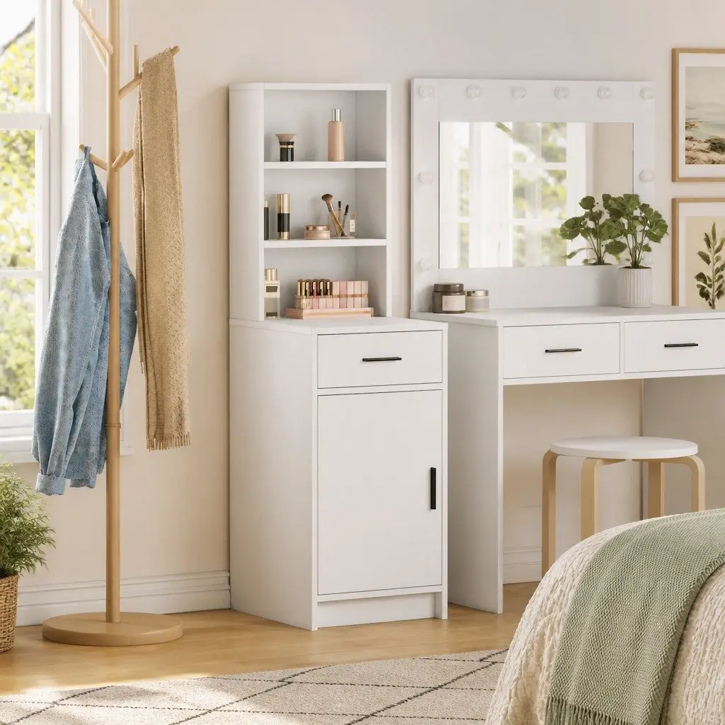 Highboard Storage Cabinet Engineered Wood 40 x 40.5 x 135cm White