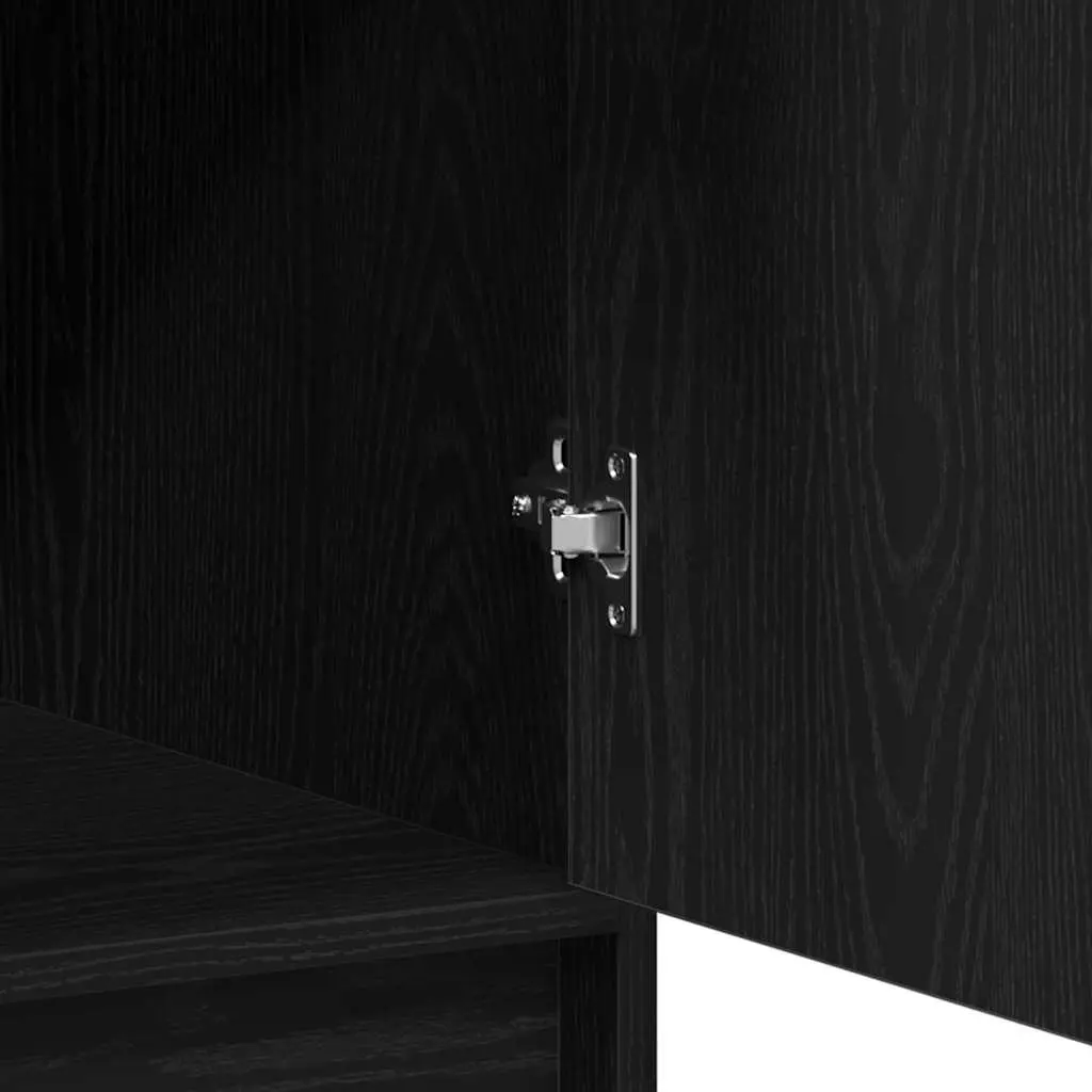 Black Oak Highboard Storage Cabinet with Durable Build