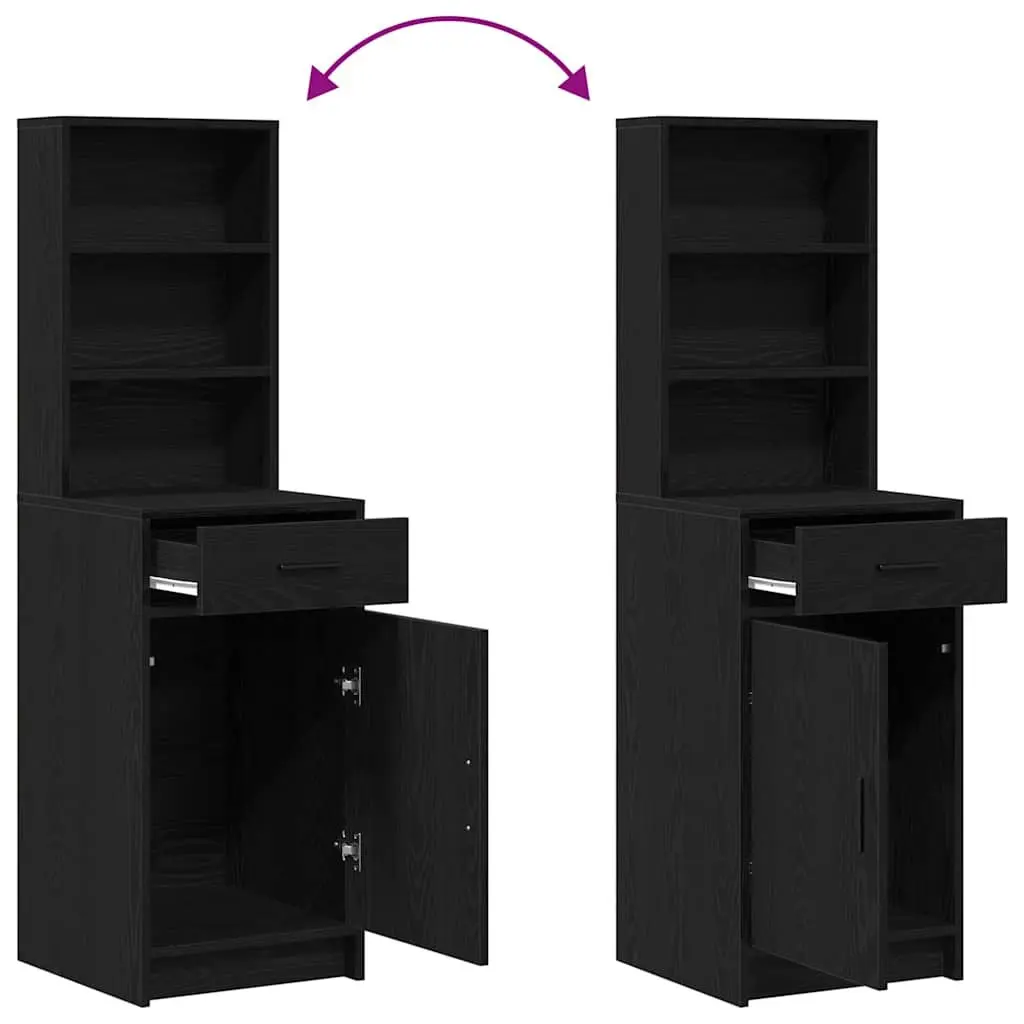 Black Oak Highboard Storage Cabinet with Durable Build