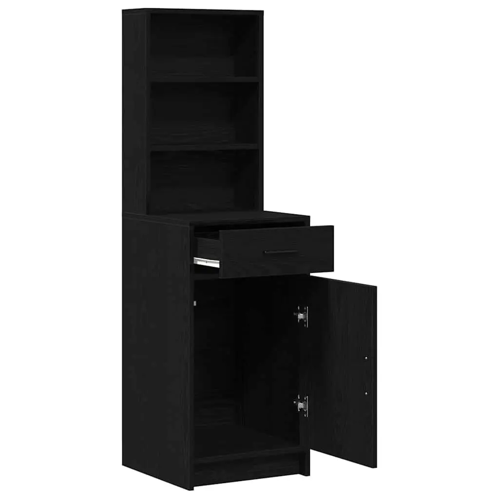 Black Oak Highboard Storage Cabinet with Durable Build
