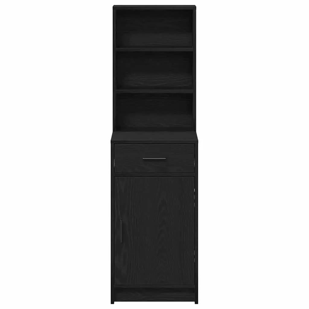 Black Oak Highboard Storage Cabinet with Durable Build
