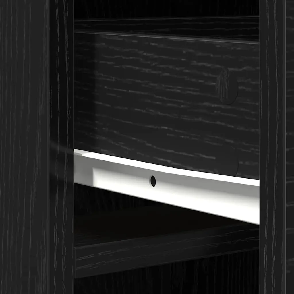 Black Oak Highboard Storage Cabinet with Durable Build